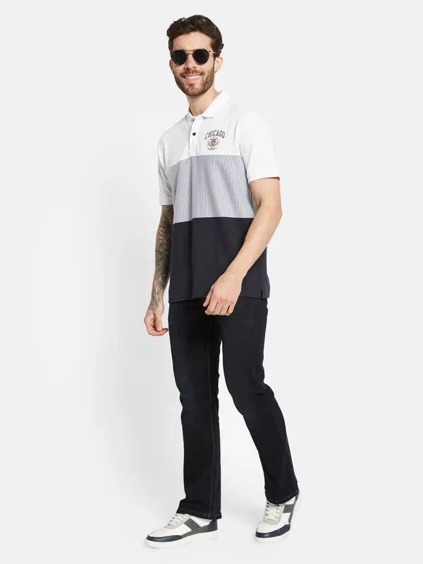 Octave Colourblocked Polo Collar Short Sleeves Cotton T-Shirt
