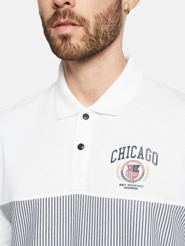 Octave Colourblocked Polo Collar Short Sleeves Cotton T-Shirt