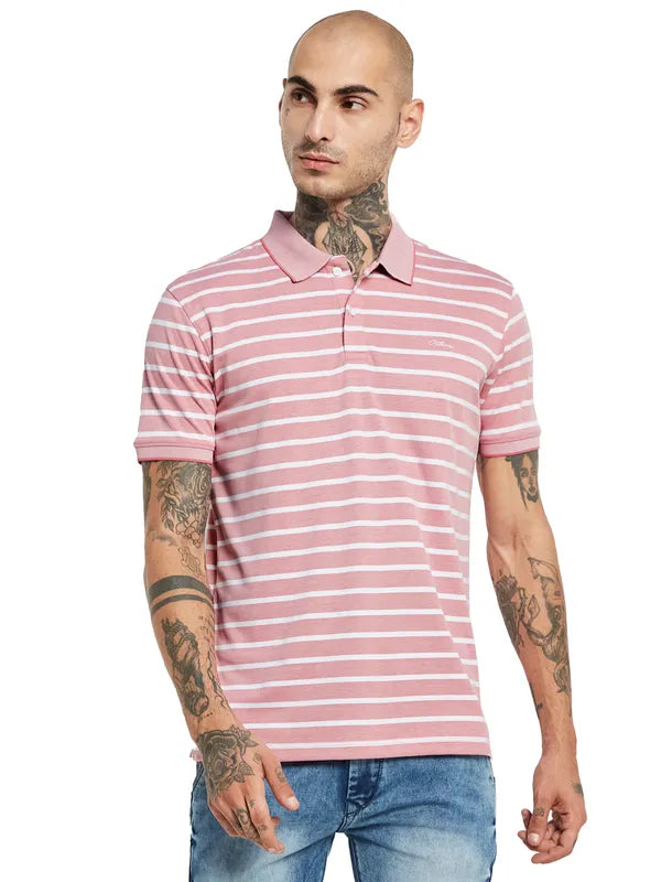 Octave Striped Polo Collar Cotton T-Shirt