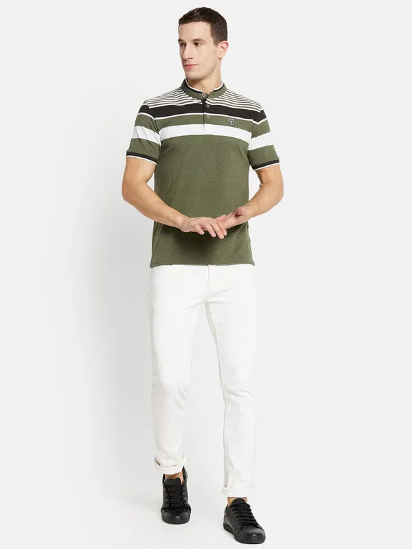 Men Olive Melange T-Shirt