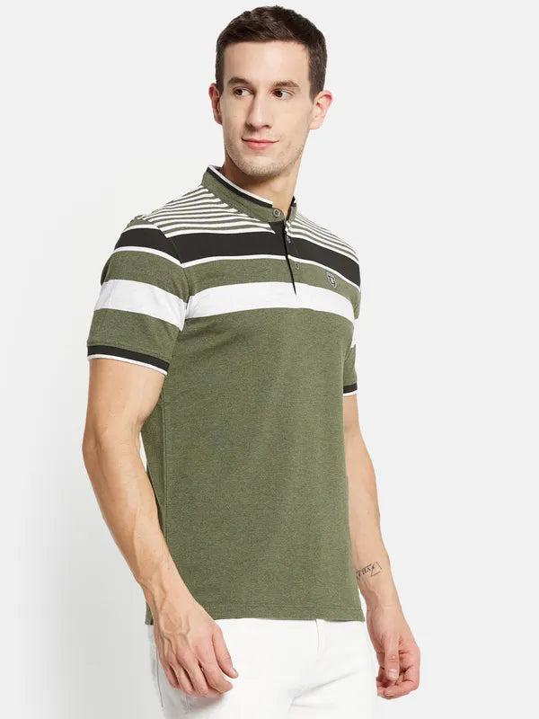 Men Olive Melange T-Shirt