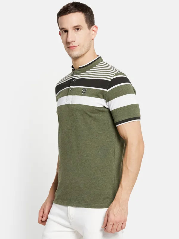 Men Olive Melange T-Shirt