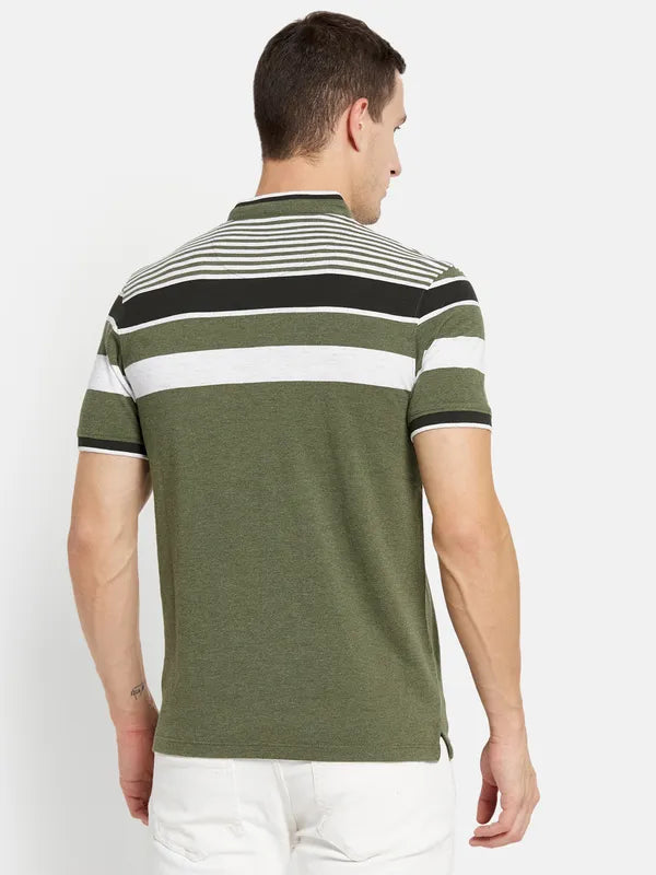 Men Olive Melange T-Shirt