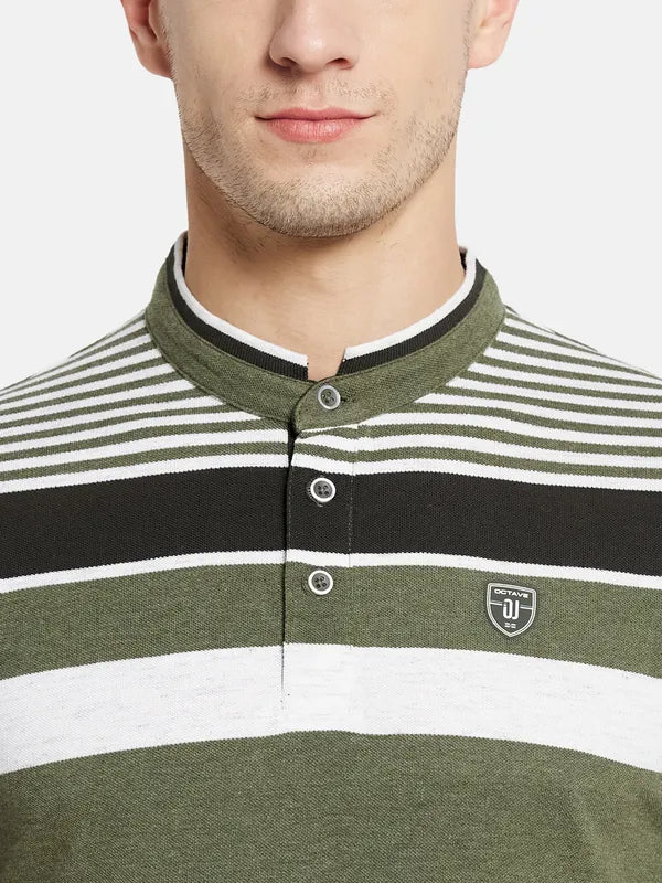 Men Olive Melange T-Shirt