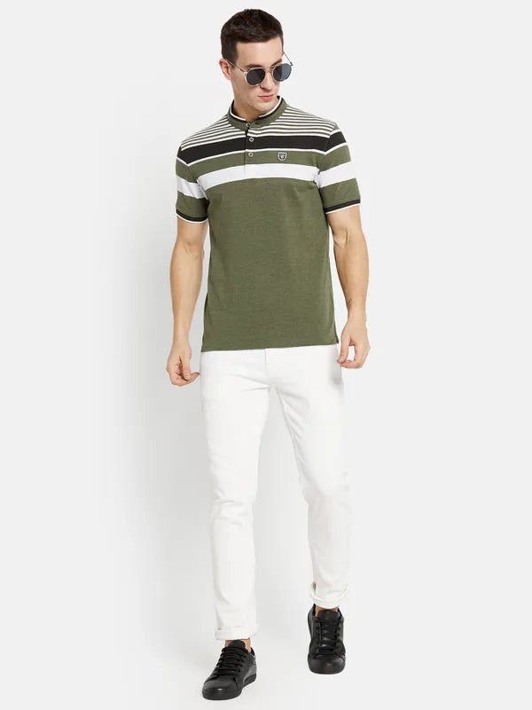 Men Olive Melange T-Shirt