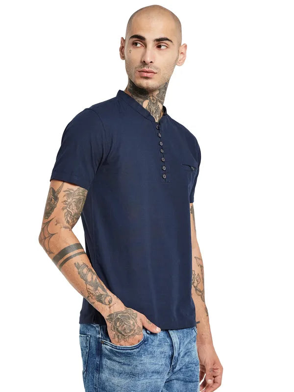 Octave Band Collar Cotton Regular Fit Casual T-Shirt