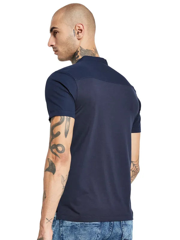 Octave Band Collar Cotton Regular Fit Casual T-Shirt
