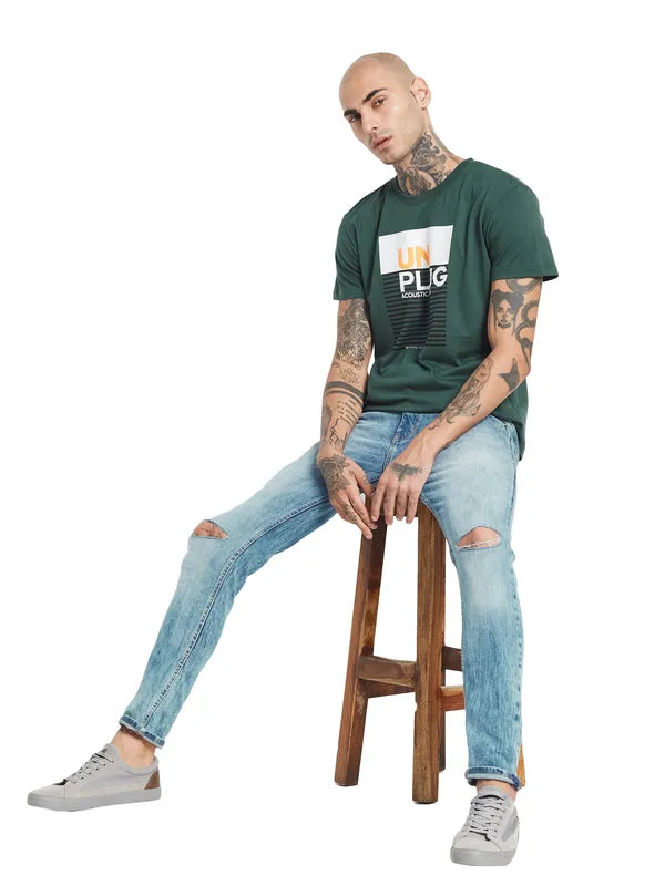 Octave Typography Printed Casual Cotton T-Shirt