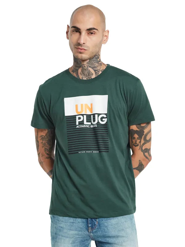 Octave Typography Printed Casual Cotton T-Shirt