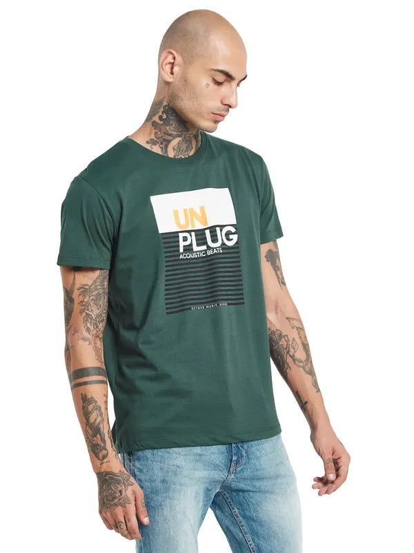 Octave Typography Printed Casual Cotton T-Shirt
