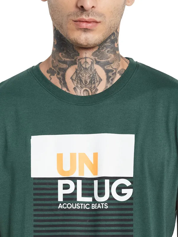 Octave Typography Printed Casual Cotton T-Shirt