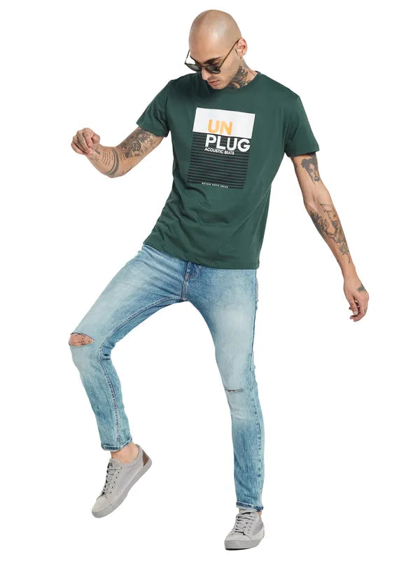 Octave Typography Printed Casual Cotton T-Shirt