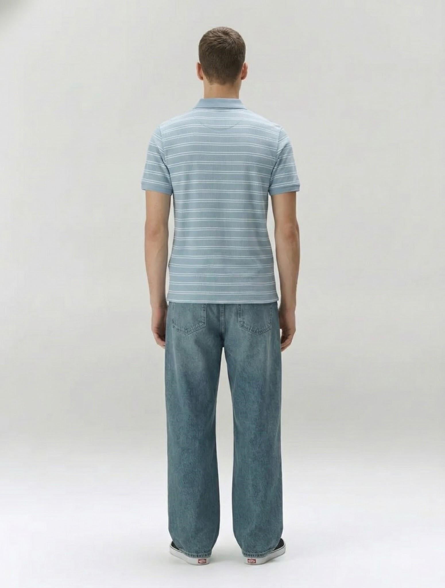 Men Striped Polo Collar T-shirt