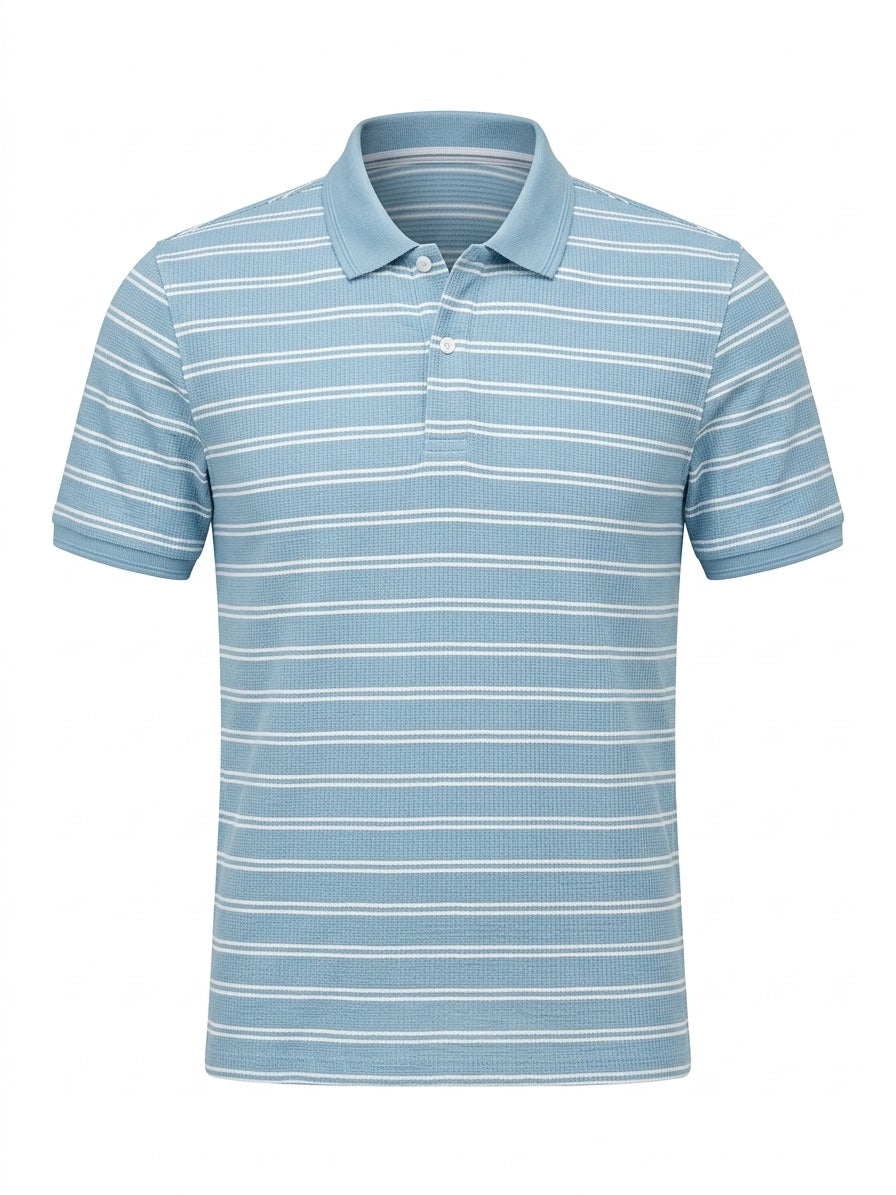 Men Striped Polo Collar T-shirt