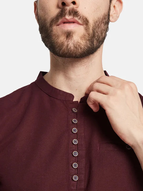Octave Mandarin Collar Cotton T-Shirt