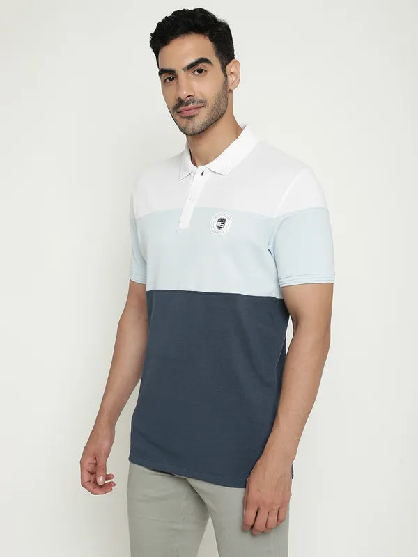 Octave Striped Polo Collar Cotton T-Shirt