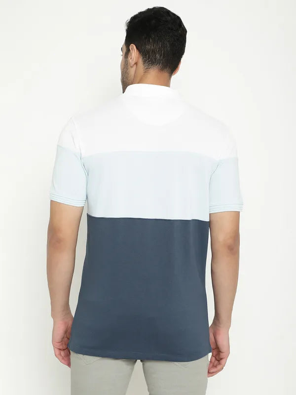 Octave Striped Polo Collar Cotton T-Shirt