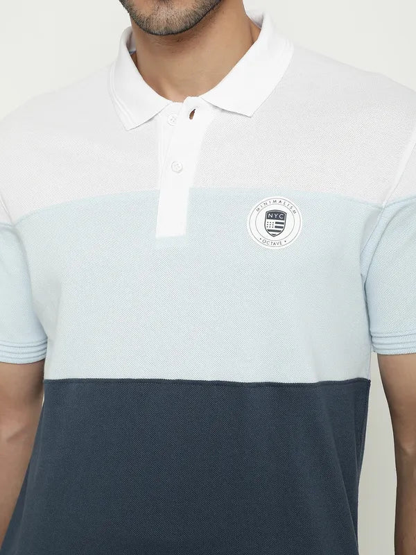Octave Striped Polo Collar Cotton T-Shirt