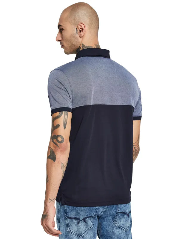 Octave Colourblocked Polo Collar Cotton T-Shirt