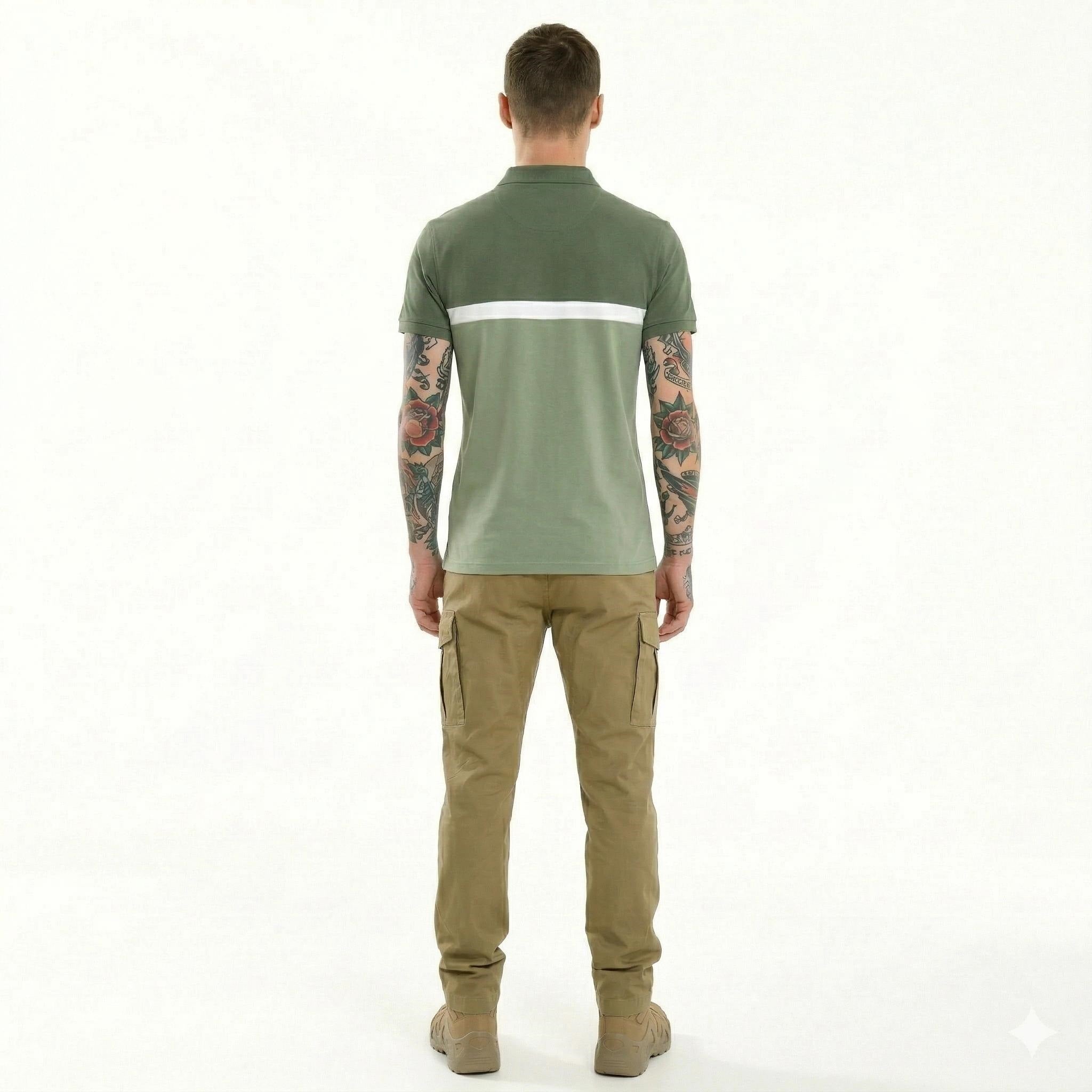Men Colourblocked Polo Collar T-shirt