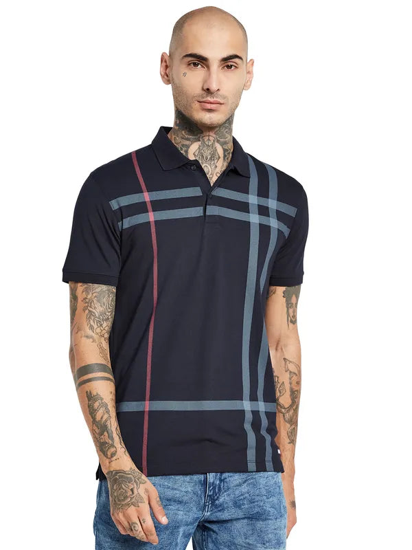 Octave Striped Polo Collar Cotton T-Shirt
