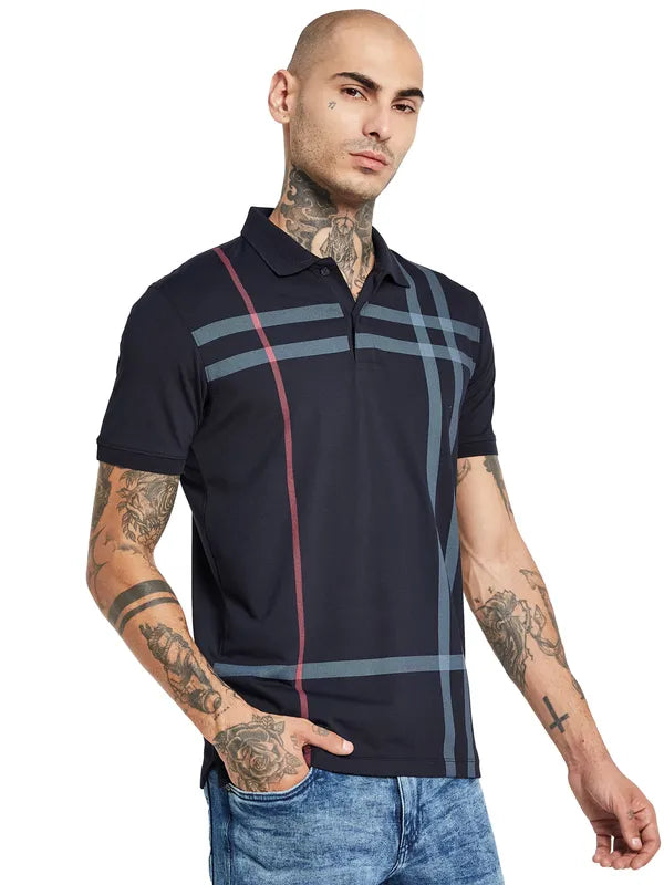 Octave Striped Polo Collar Cotton T-Shirt