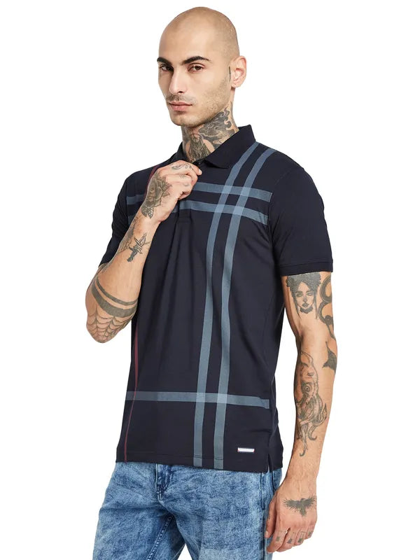 Octave Striped Polo Collar Cotton T-Shirt