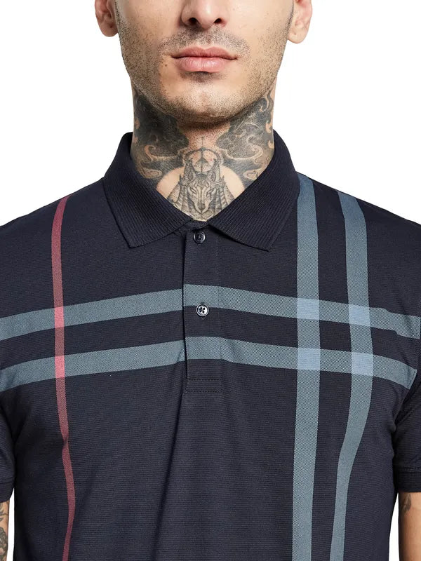 Octave Striped Polo Collar Cotton T-Shirt