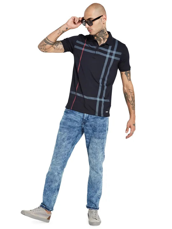 Octave Striped Polo Collar Cotton T-Shirt