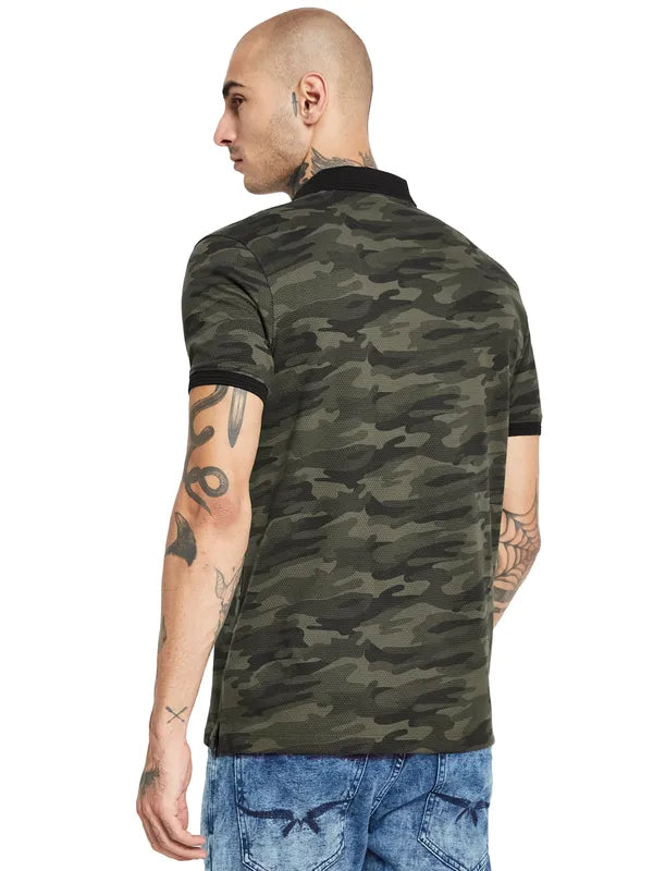 Octave Camouflage Printed Polo Collar Cotton T-Shirt