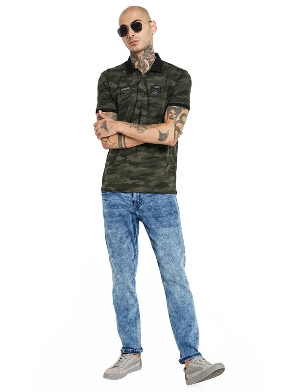 Octave Camouflage Printed Polo Collar Cotton T-Shirt