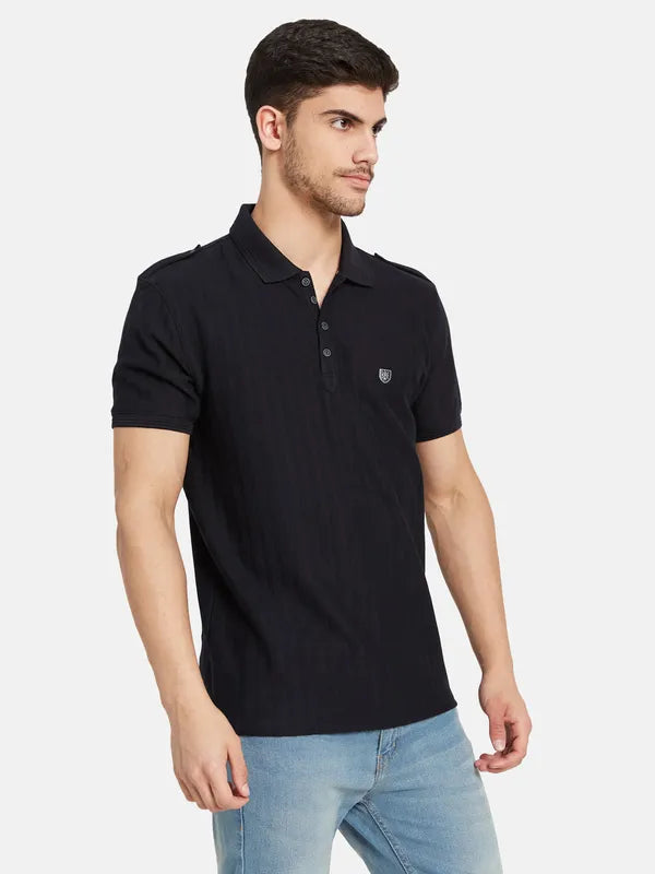 Vertical Rib Polo T-Shirt