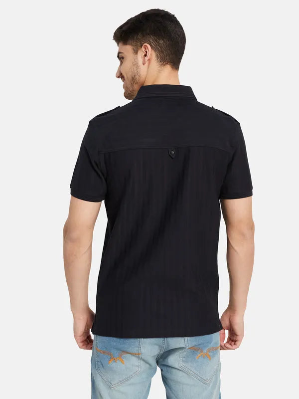 Vertical Rib Polo T-Shirt