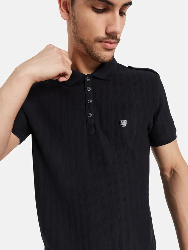 Vertical Rib Polo T-Shirt