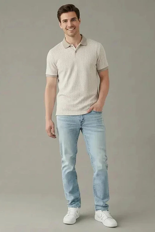 Men Polo Collar Solid T-shirt