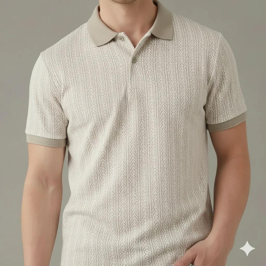 Men Polo Collar Solid T-shirt