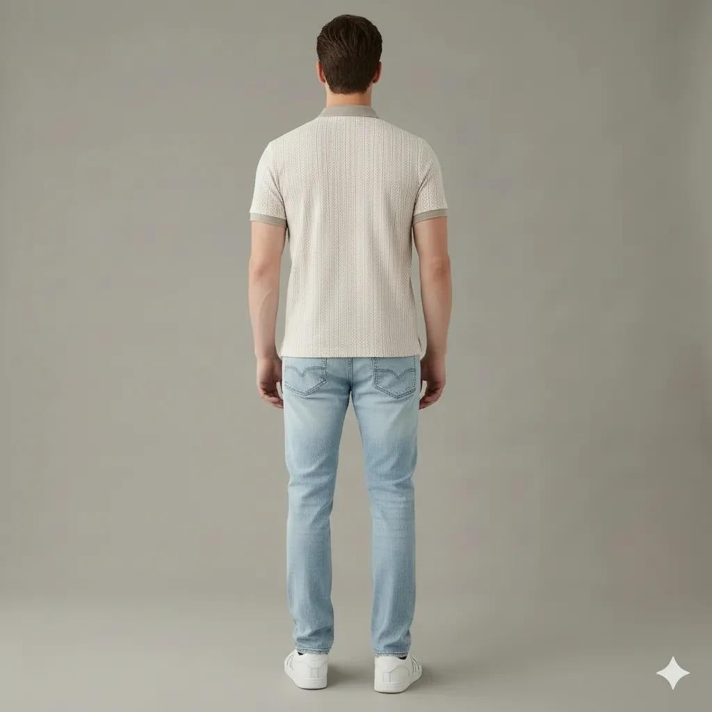 Men Polo Collar Solid T-shirt