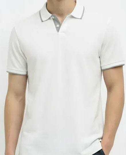 Men Off White Sold Polo Collar T-shirt