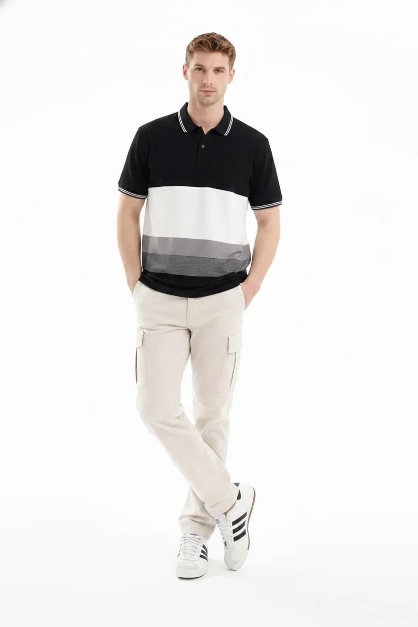 Men Colourblocked Polo Collar T-shirt