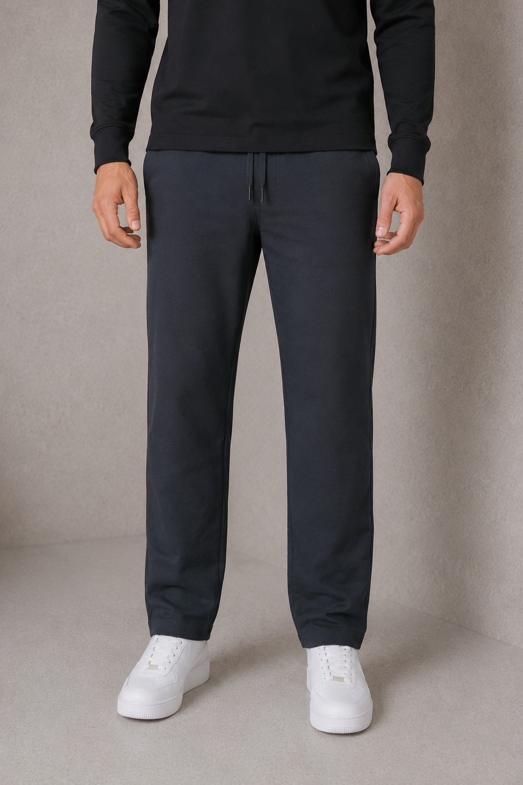 Men’s Coal French Terry Lycra Pre-Winter Knitted Lower – Regular Fit Stretch