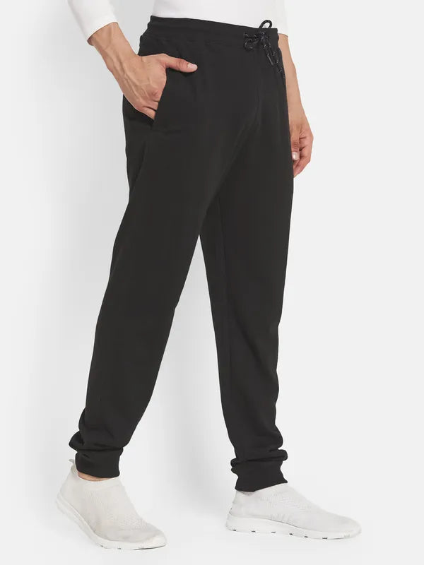 Men Black Typography Cotton Joggers