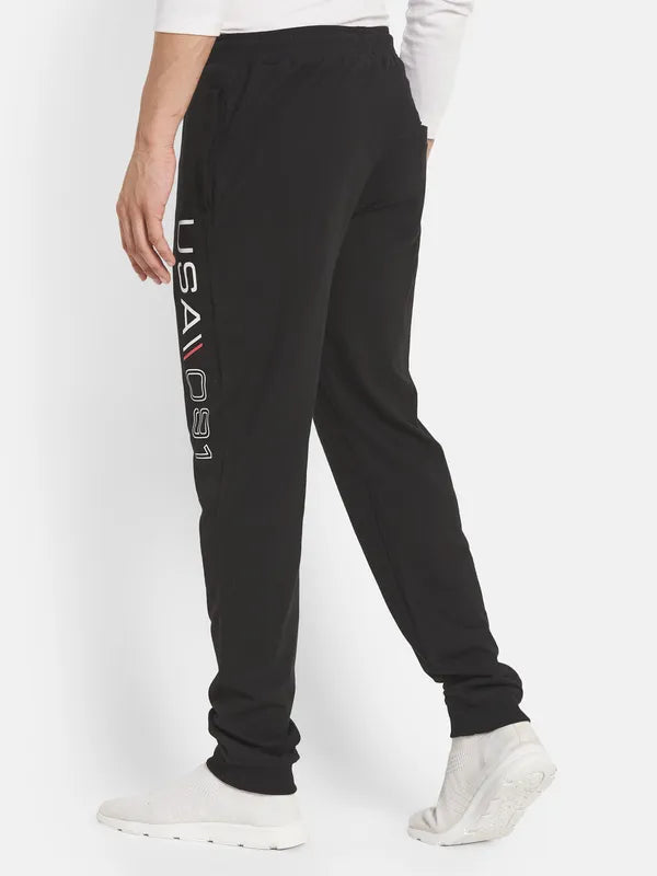 Men Black Typography Cotton Joggers