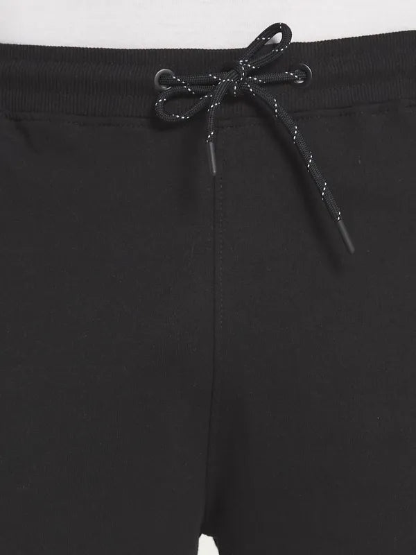 Men Black Typography Cotton Joggers