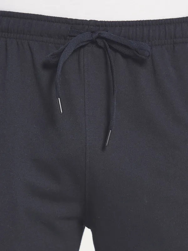 Octave Men Navy Blue Solid Cotton Track Pant
