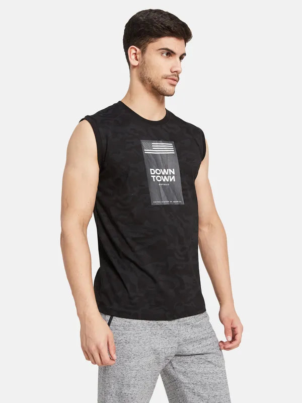 Camouflage Chest Print Sleeveless T-Shirt