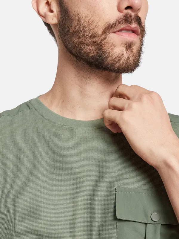 Octave Round Neck Short Sleeves Pockets Regular Fit Cotton T-Shirt