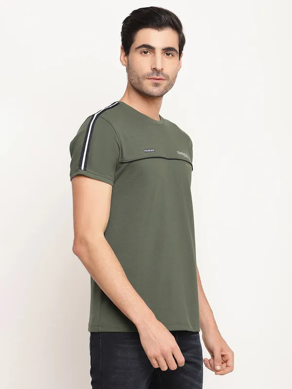 Octave Men Olive Green Typography Printed Regular-Fit T-Shirt