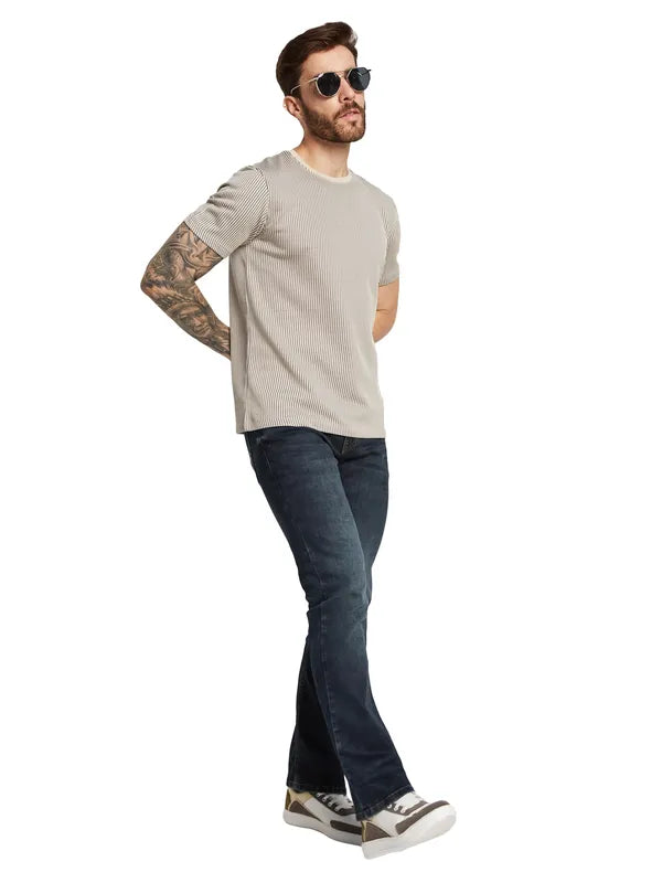 Octave Men Striped Round Neck Pure Cotton T-Shirt