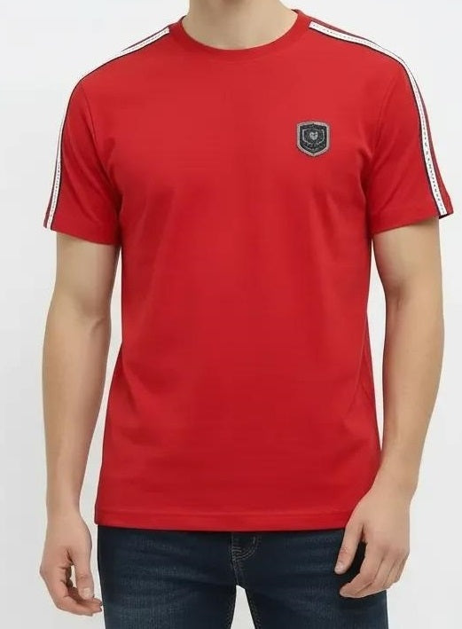 Men Brick Solid Round Neck T-shirt