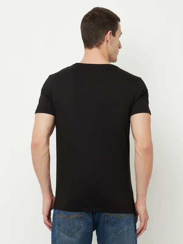 Octave Men Olive Green Colourblocked T-Shirt
